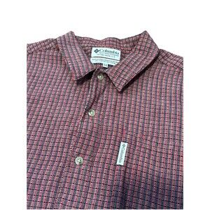 Men's Columbia Short sleeve 100% Cotton Plaid Button Up Shirt Medium Red